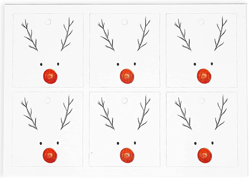 Set of 10 Rudolph Christmas Gift Wrapping Paper Sheets with Tags - Eco Friendly, Made in UK, 100% Recyclable -Designed for Women Men and Children by The Doodle Factory