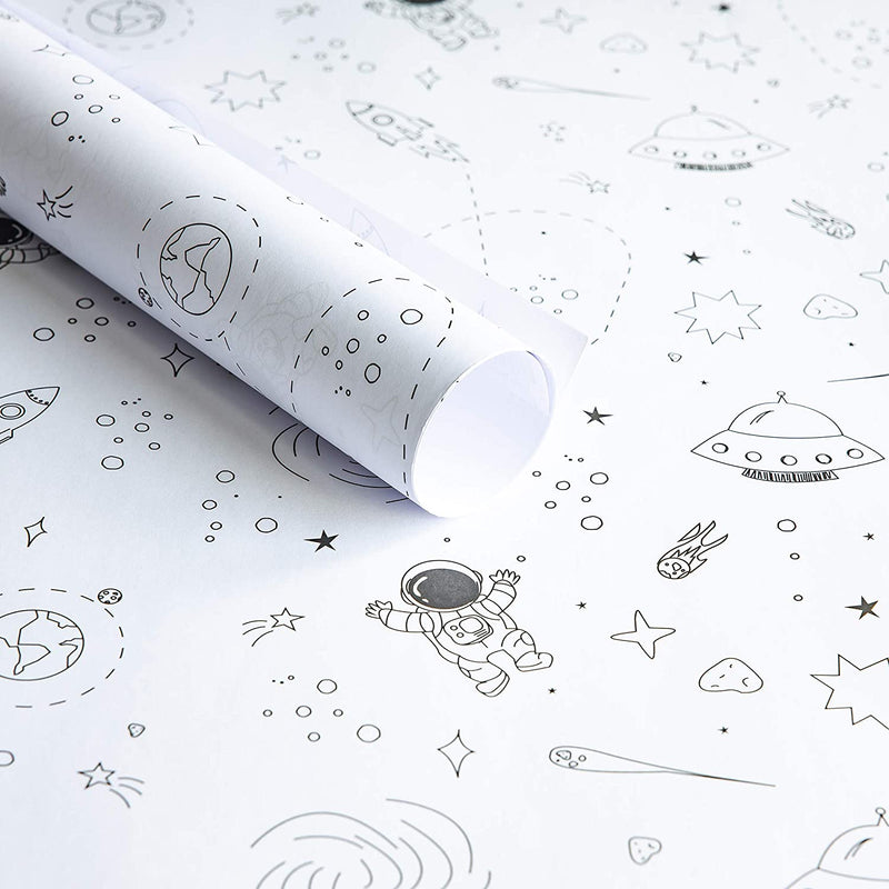 Fun Kids Space Milky Way Wrapping Paper Multipack (6) x Sheets High Quality Kraft Folded Paper - by The Doodle Factory 100% Recyclable Paper Made in The UK