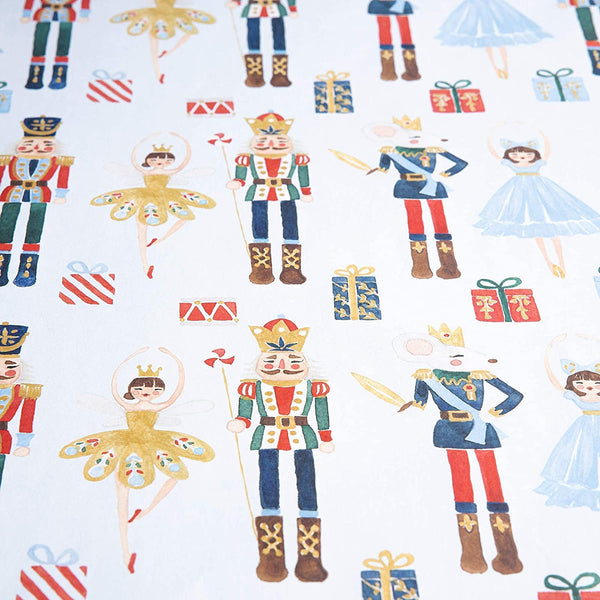 Set of 10 Nutcracker Christmas Gift Wrapping Paper with 6 Tags - Eco Friendly, Made in UK, 100% Recyclable -Designed for Women Men and Children by The Doodle Factory