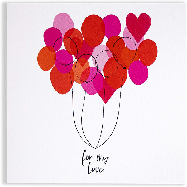 Designer Trendy Individual Card Heart Balloons Design Anniversary/Valentines Day Card by The Doodle Factory