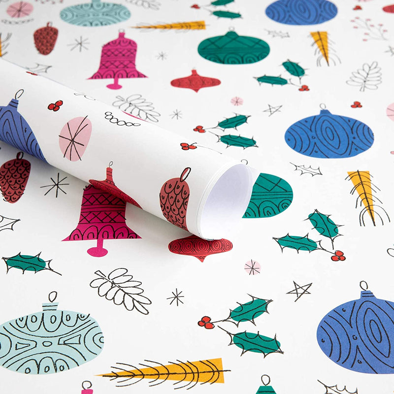 Set of 10 Christmas Gift Wrapping Paper Sheets with Tags - Eco Friendly, Made in UK, 100% Recyclable -Designed for Women Men and Children by The Doodle Factory