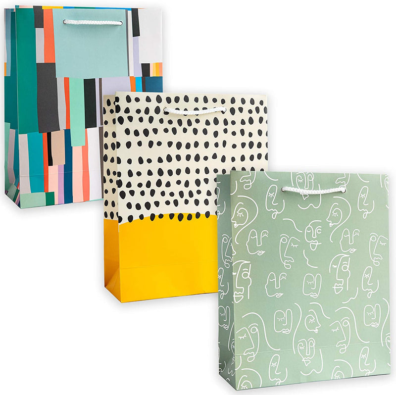3 x Individually Designed Luxury Geometric Art Themed Gift Bags by The Doodle Factory