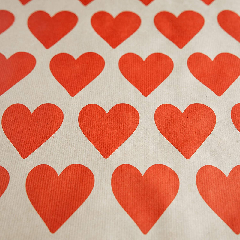 Christmas/Valentines Day/Anniversary Kraft Brown Wrapping Paper Multipack (6) x Sheets Premium Kraft Folded Paper - I Love You Heart Design by The Doodle Factory